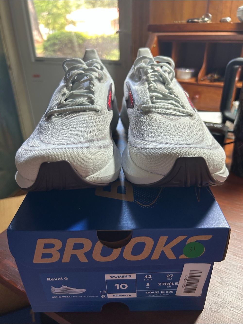 Brooks Women's White Running Shoes with Red Logo Accent